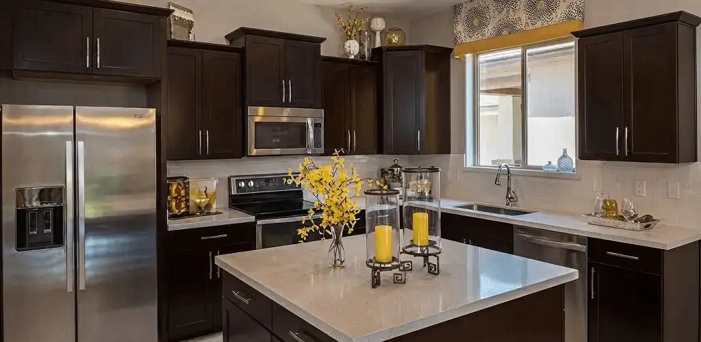Cabinet painting results with freshly painted kitchen cabinets in Bakersfield, CA