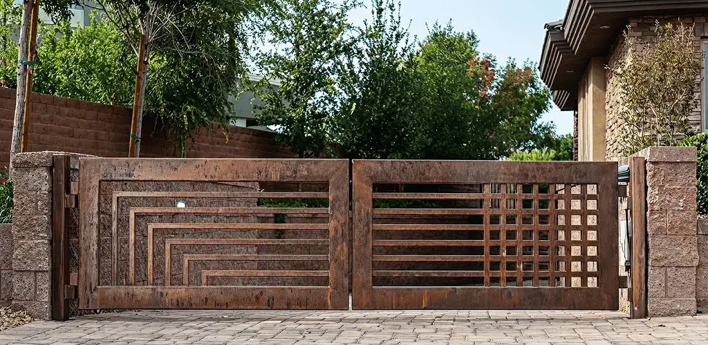 Custom driveway gate installation for a home entrance in Bakersfield, CA