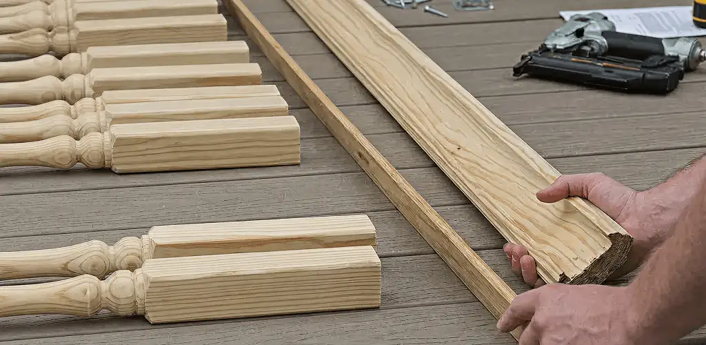 Handrail installation materials and wood components for stair rail work in Bakersfield, CA